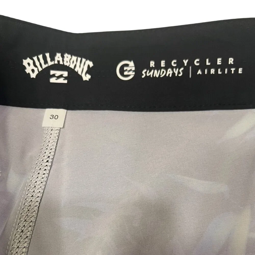 Billabong Boardshorts Slim 30 Black Bamboo Print Surf Core Spring Swim